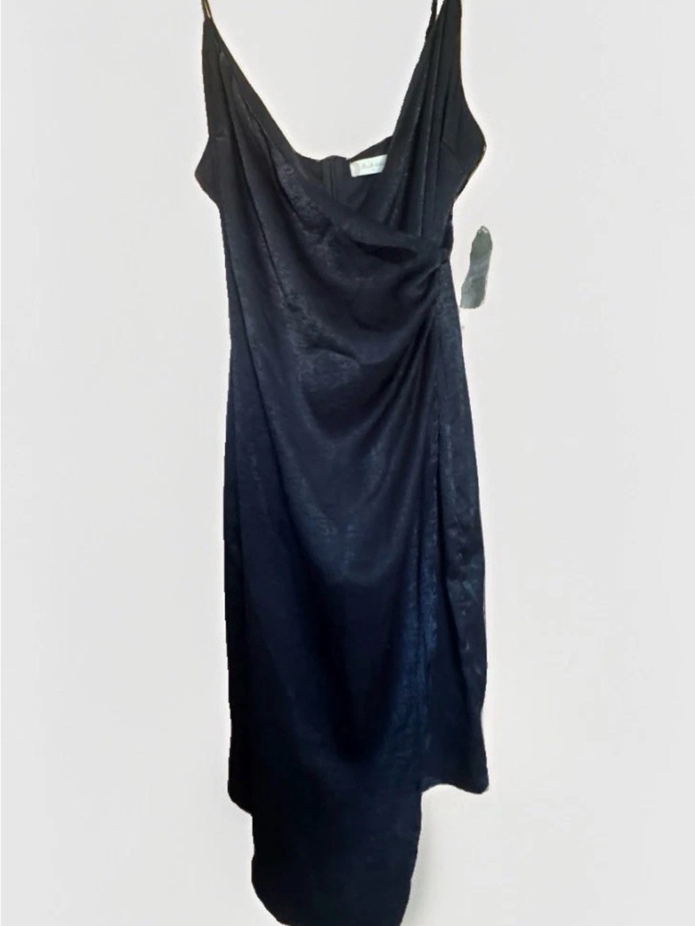 Altar'd State Black Satin Slip Midi Dress with Cowl Neck